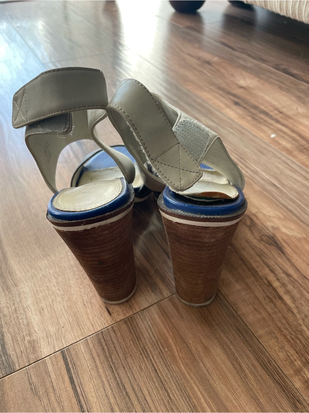 Aldo Black and Cream Block leather Heel Sandals - Picture 4 of 5
